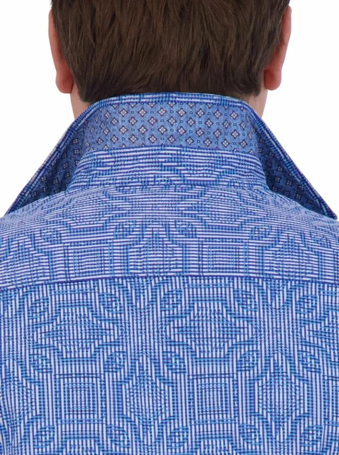 Men Robert Graham Button Down Shirts Voyage Long Sleeve Button Down Shirt Blue