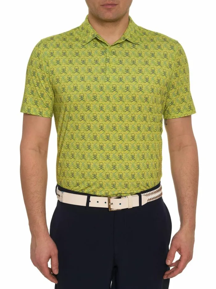 Men Robert Graham Polos and TShirts Iron Skull Performance Polo Navy