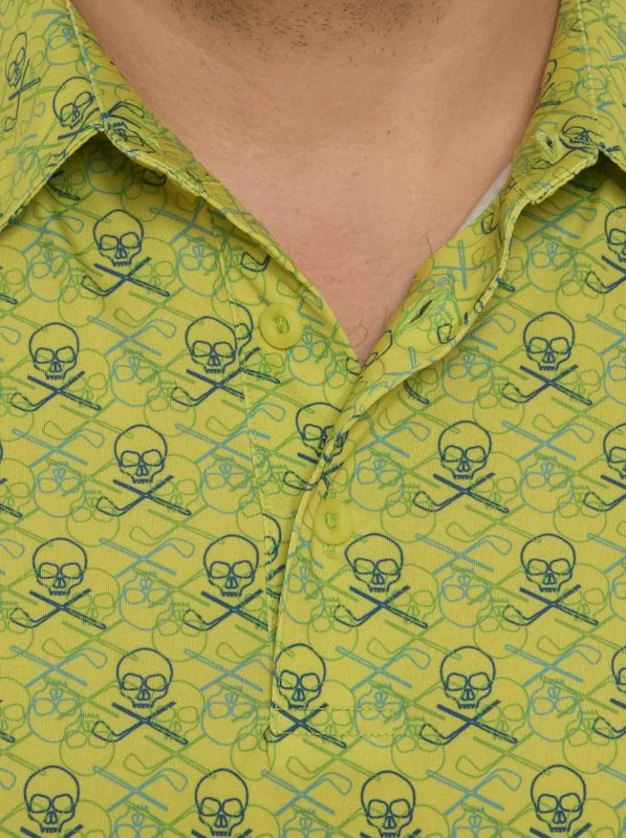 Men Robert Graham Polos and TShirts Iron Skull Performance Polo Navy