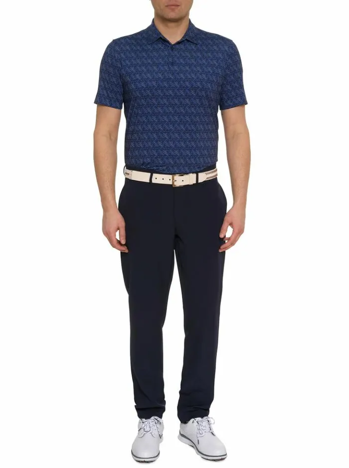 Men Robert Graham Polos and TShirts Iron Skull Performance Polo Navy