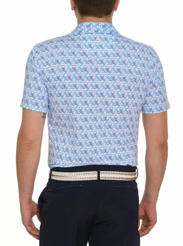 Men Robert Graham Polos and TShirts Iron Skull Performance Polo Navy