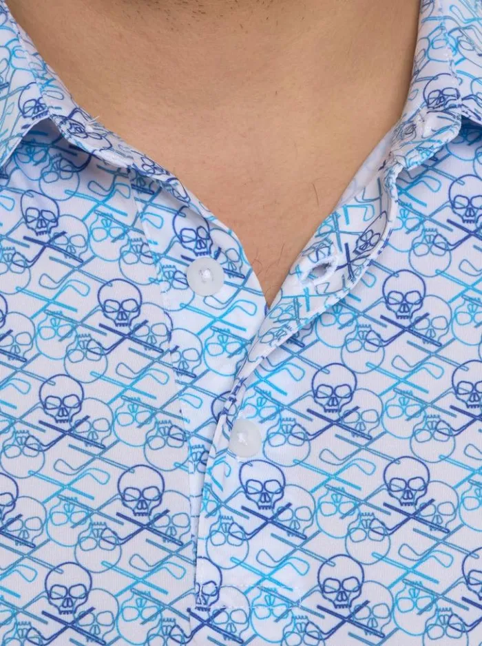 Men Robert Graham Polos and TShirts Iron Skull Performance Polo Navy