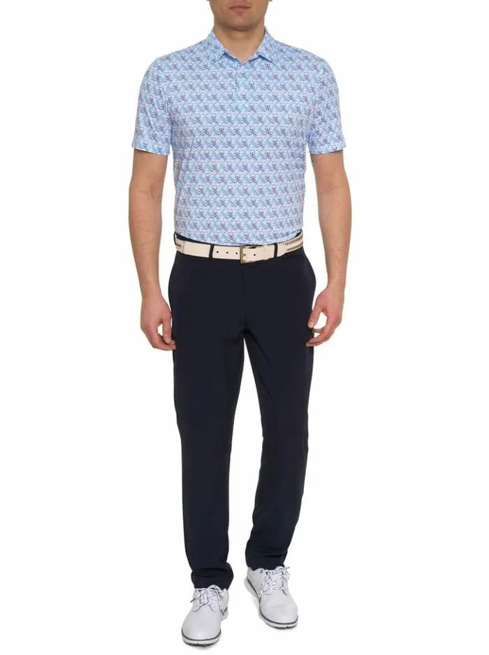 Men Robert Graham Polos and TShirts Iron Skull Performance Polo Navy
