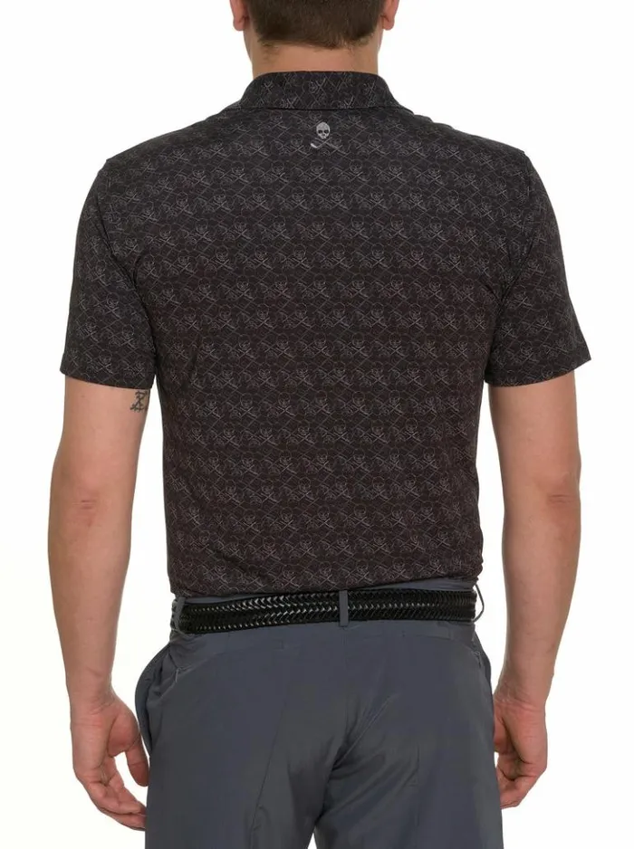 Men Robert Graham Polos and TShirts Iron Skull Performance Polo Navy
