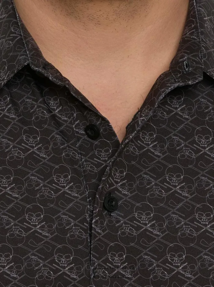 Men Robert Graham Polos and TShirts Iron Skull Performance Polo Navy