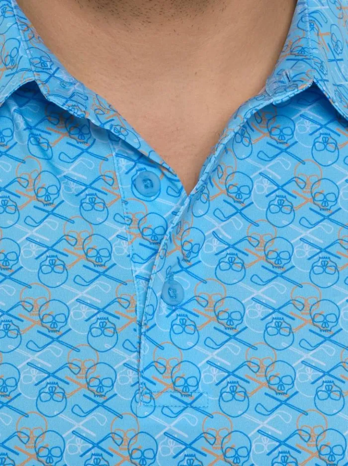 Men Robert Graham Polos and TShirts Iron Skull Performance Polo Navy