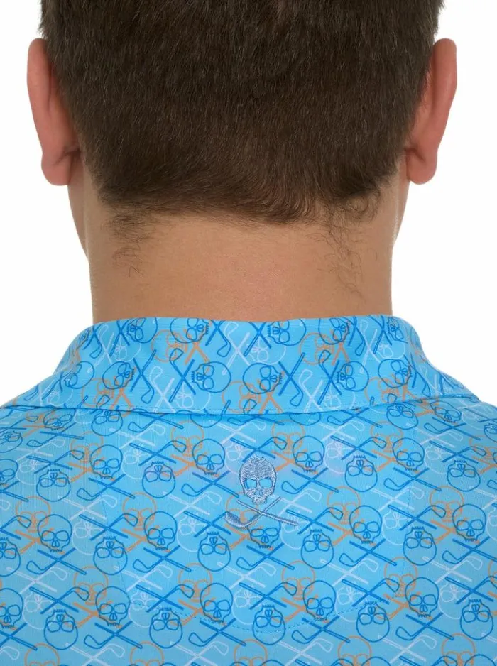 Men Robert Graham Polos and TShirts Iron Skull Performance Polo Navy
