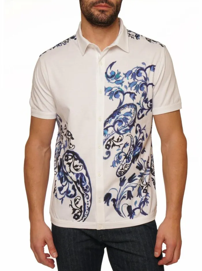 Men Robert Graham Sweaters and Knits Hadrian Short Sleeve Knit Shirt White