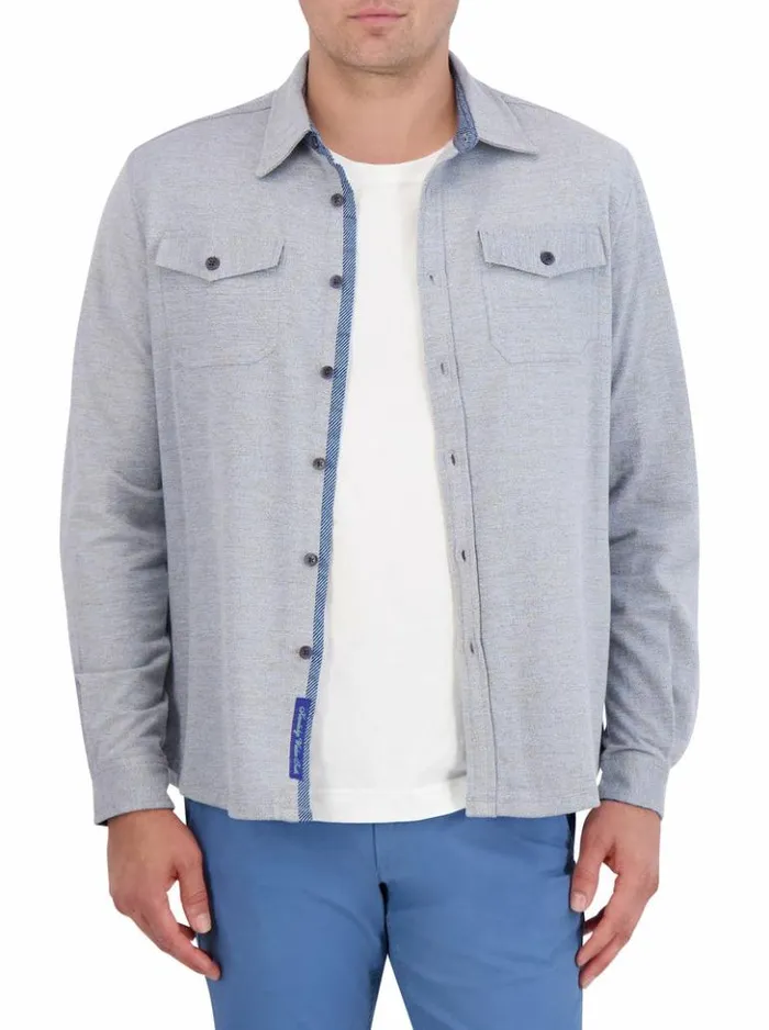 Men Robert Graham Sweaters and Knits Storrs Long Sleeve Knit Shirt Jacket Blue Men Robert Graham Sweaters and Knits Storrs Long Sleeve Knit Shirt Jacket Blue