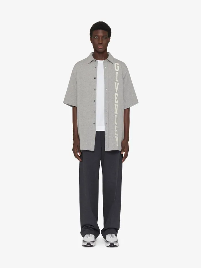 Men Shirts Givenchy GIVENCHY College Shirt In Fleece Light Grey Melange
