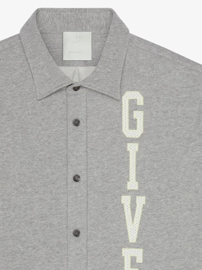 Men Shirts Givenchy GIVENCHY College Shirt In Fleece Light Grey Melange