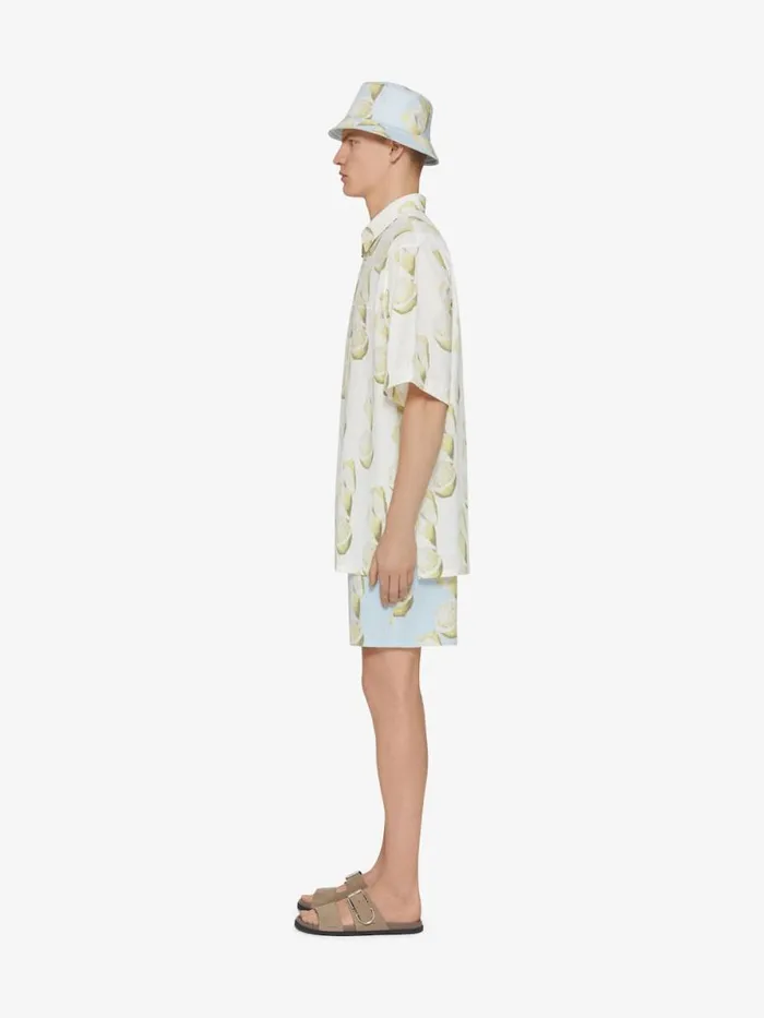 Men Shirts Givenchy Shirt In Cotton Seersucker With Lemon Print Whiteyellow