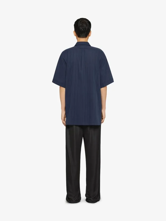 Men Shirts Givenchy Shirt In Cotton Voile With Stripes Navy