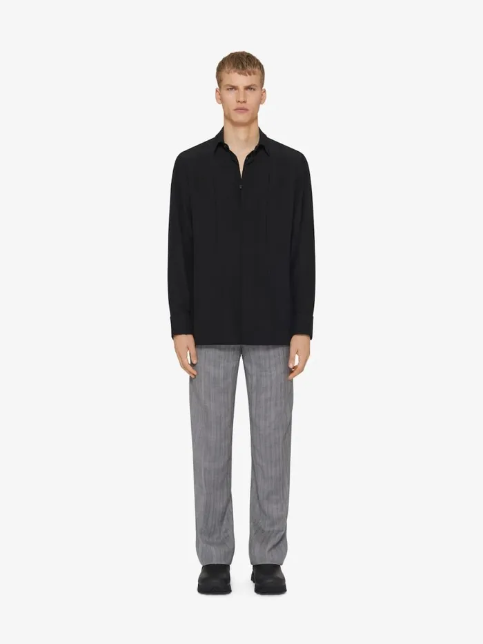 Men Shirts Givenchy Shirt In Silk With Plastron Black