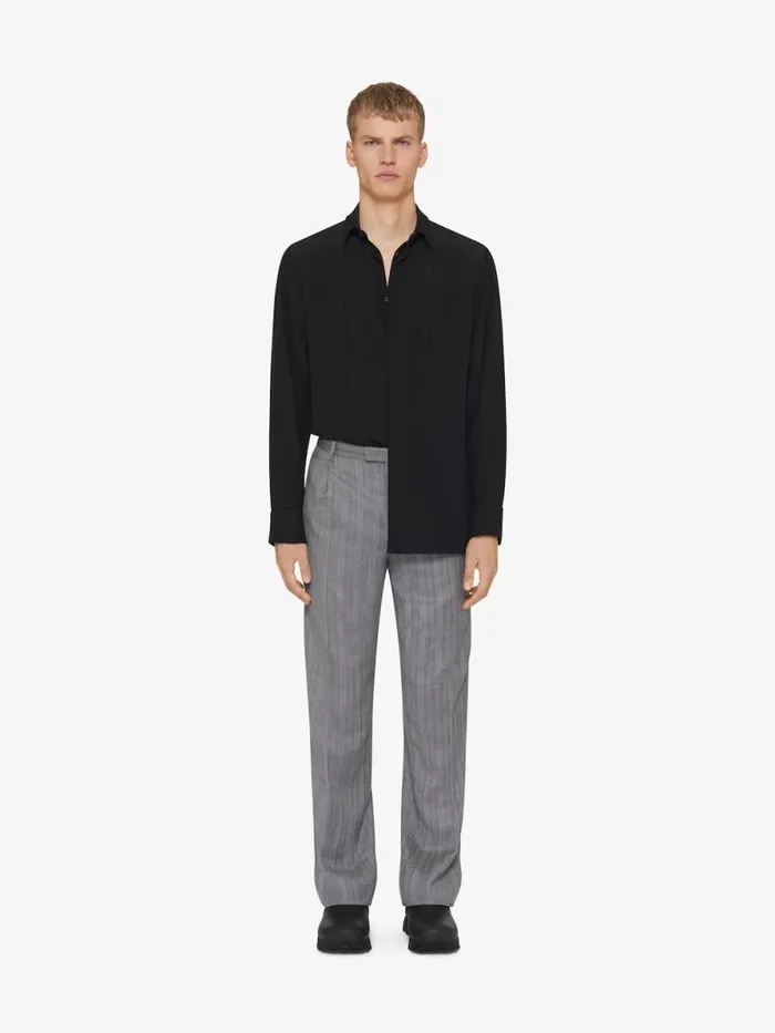 Men Shirts Givenchy Shirt In Silk With Plastron Black