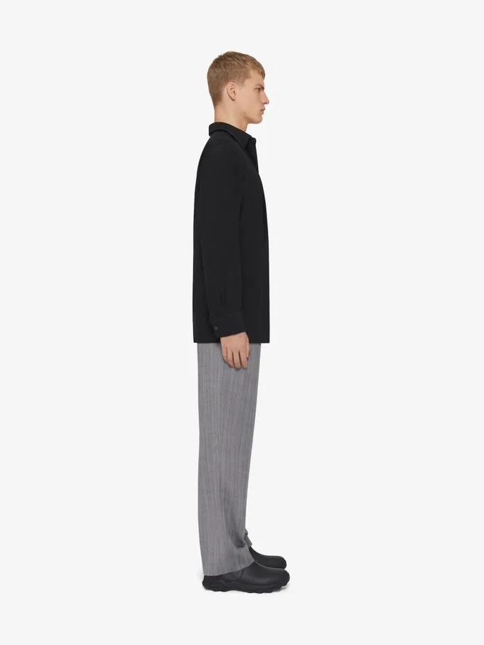 Men Shirts Givenchy Shirt In Silk With Plastron Black