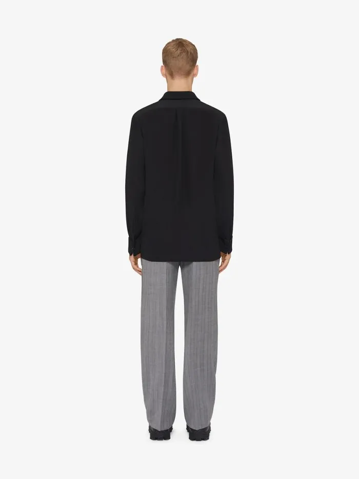 Men Shirts Givenchy Shirt In Silk With Plastron Black