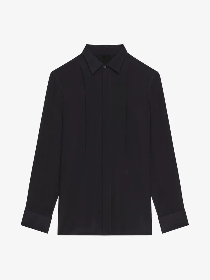 Men Shirts Givenchy Shirt In Silk With Plastron Black