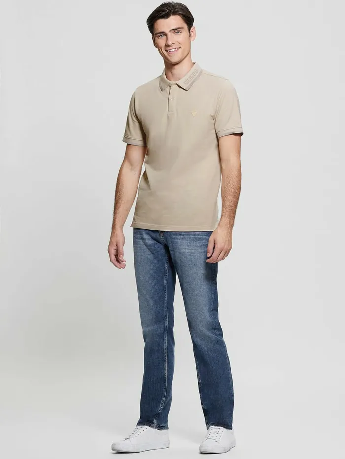 Men Shirts GUESS Eco Lyle Logo Polo Light Oak Men Shirts GUESS Eco Lyle Logo Polo Light Oak