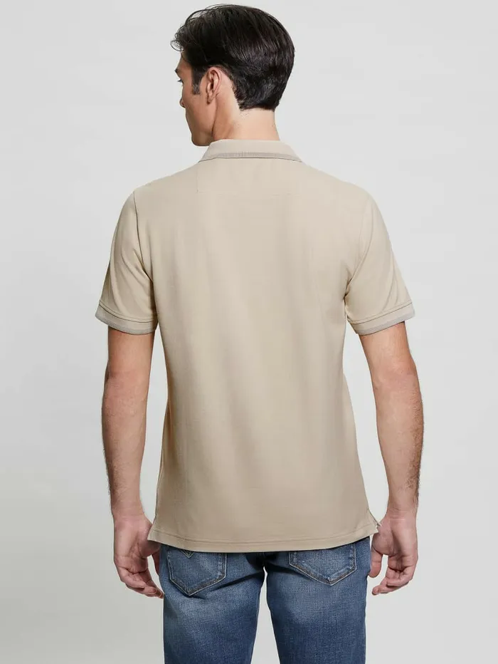 Men Shirts GUESS Eco Lyle Logo Polo Light Oak Men Shirts GUESS Eco Lyle Logo Polo Light Oak
