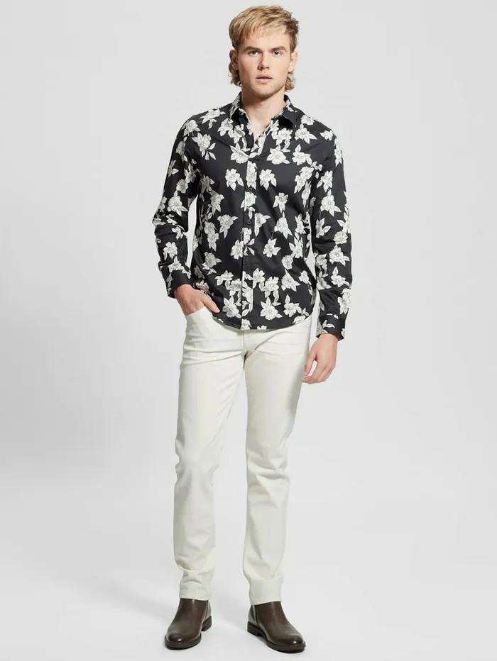 Men Shirts GUESS Luxe Magnolia Shirt Falling Magnolia Black Men Shirts GUESS Luxe Magnolia Shirt Falling Magnolia Black