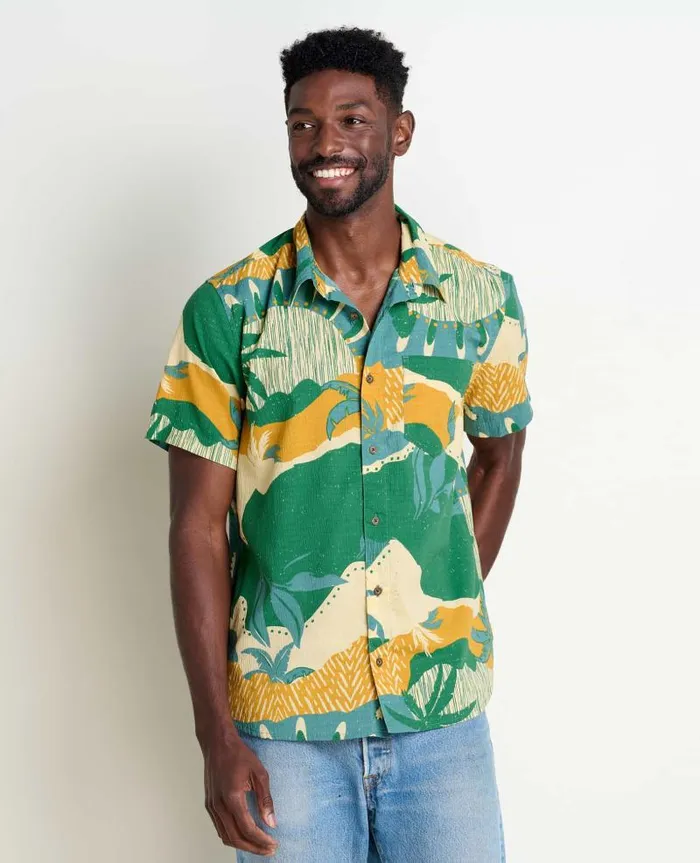 Men Shirts Toad and Co Fletcher Short Sleeve Shirt Acorn Scenic Print