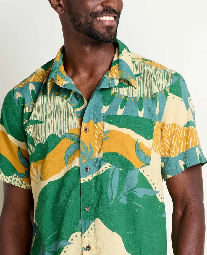 Men Shirts Toad and Co Fletcher Short Sleeve Shirt Acorn Scenic Print