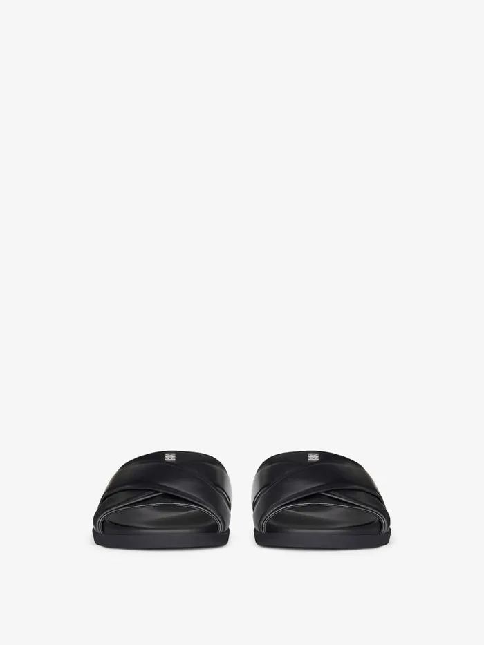 Men Slides and Sandals Givenchy G Plage Flat Sandals In Leather Black Men Slides and Sandals Givenchy G Plage Flat Sandals In Leather Black