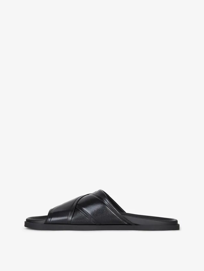 Men Slides and Sandals Givenchy G Plage Flat Sandals In Leather Black Men Slides and Sandals Givenchy G Plage Flat Sandals In Leather Black