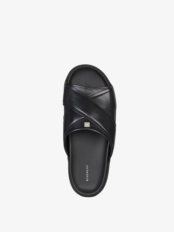 Men Slides and Sandals Givenchy G Plage Flat Sandals In Leather Black Men Slides and Sandals Givenchy G Plage Flat Sandals In Leather Black