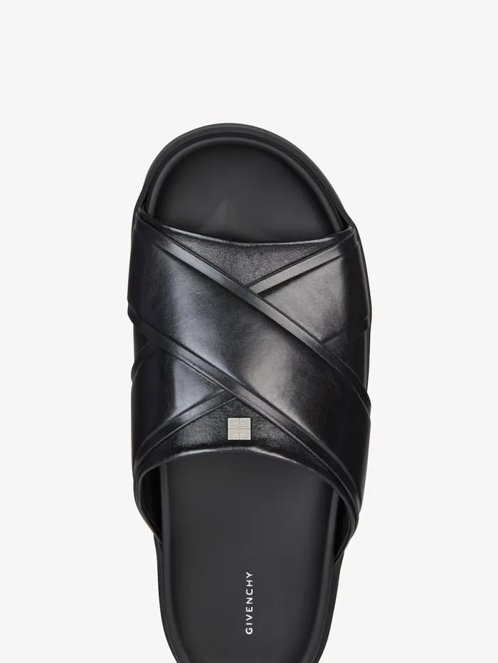 Men Slides and Sandals Givenchy G Plage Flat Sandals In Leather Black Men Slides and Sandals Givenchy G Plage Flat Sandals In Leather Black