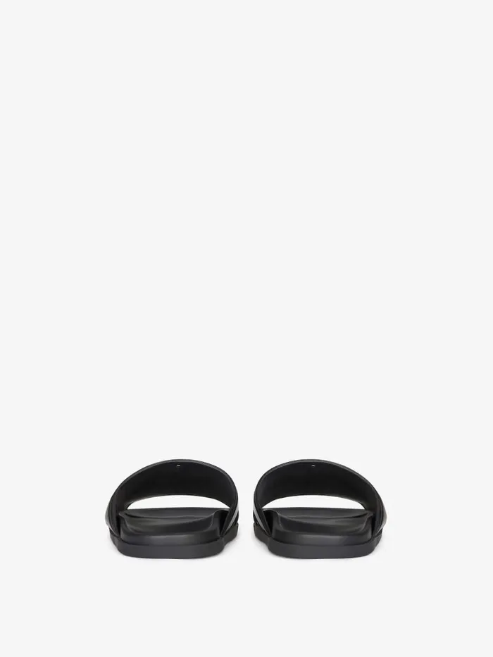 Men Slides and Sandals Givenchy G Plage Flat Sandals In Leather Black Men Slides and Sandals Givenchy G Plage Flat Sandals In Leather Black