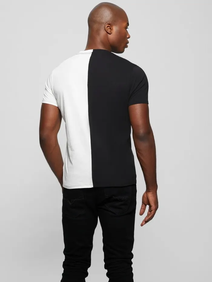 Men TShirts and Tanks GUESS Eco Split Graphic Tee Jet Black Multi