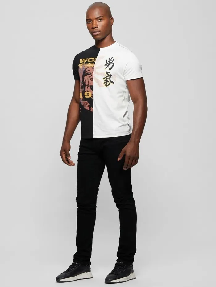 Men TShirts and Tanks GUESS Eco Split Graphic Tee Jet Black Multi