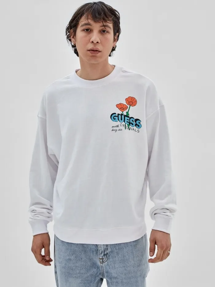 Men TShirts and Tanks GUESS GUESS Originals Eco Earth Day Floral Tee Pure White Men TShirts and Tanks GUESS GUESS Originals Eco Earth Day Floral Tee Pure White