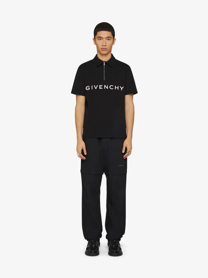 Men TShirts Givenchy GIVENCHY Archetype Zipped Polo Shirt In Cotton Black