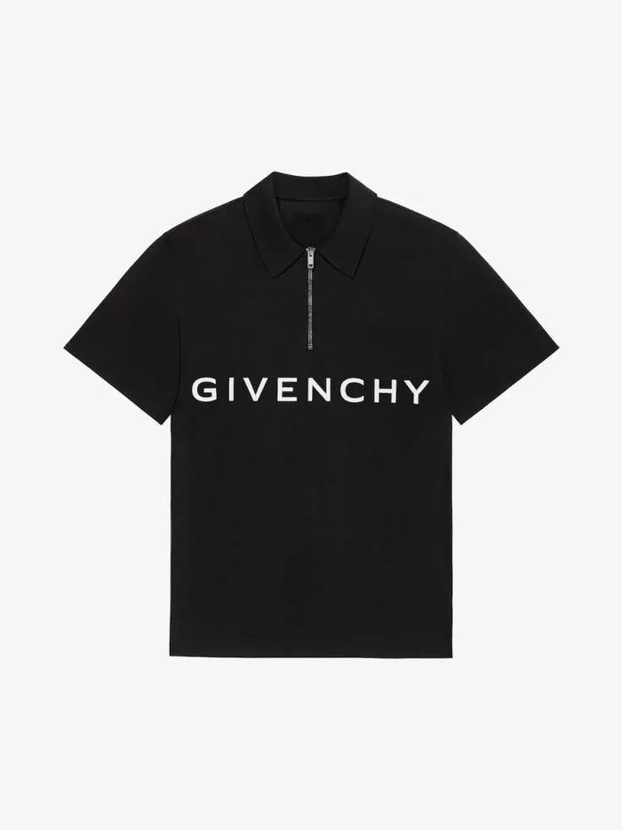 Men TShirts Givenchy GIVENCHY Archetype Zipped Polo Shirt In Cotton Black