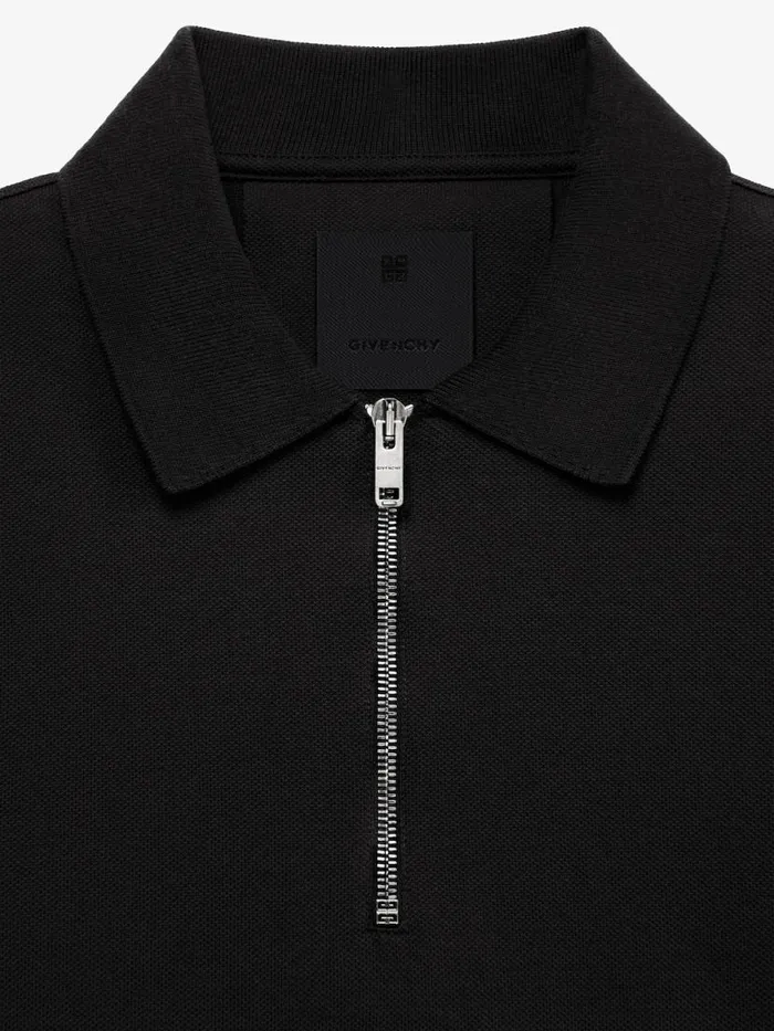 Men TShirts Givenchy GIVENCHY Archetype Zipped Polo Shirt In Cotton Black