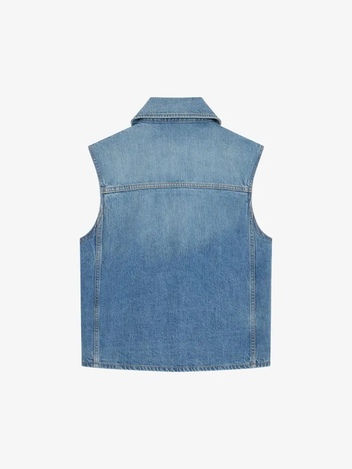 Men TShirts Givenchy Sleeveless Jacket In Denim Medium Blue Men TShirts Givenchy Sleeveless Jacket In Denim Medium Blue