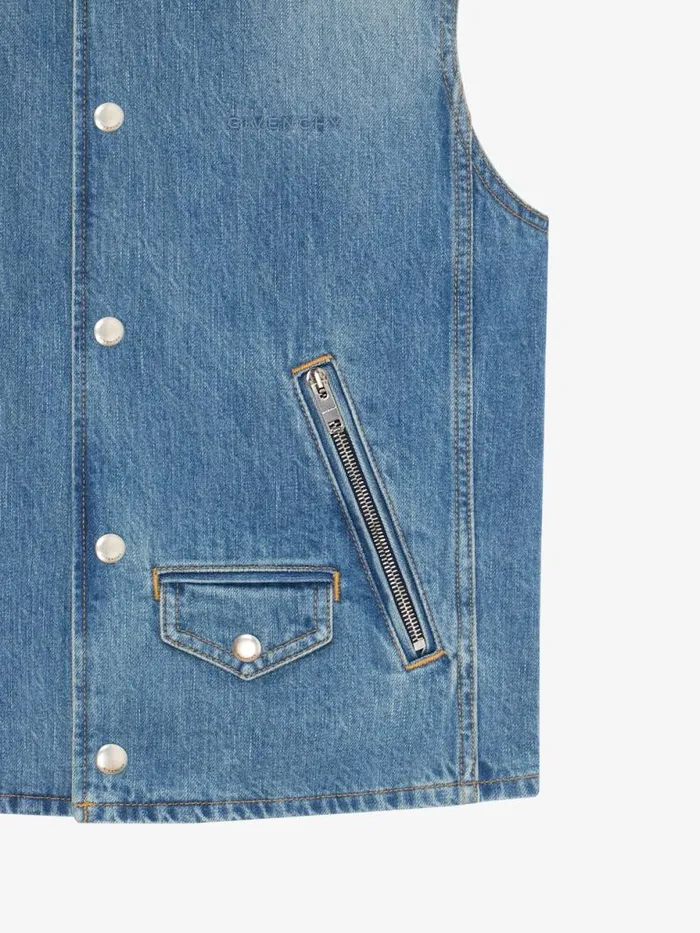 Men TShirts Givenchy Sleeveless Jacket In Denim Medium Blue Men TShirts Givenchy Sleeveless Jacket In Denim Medium Blue