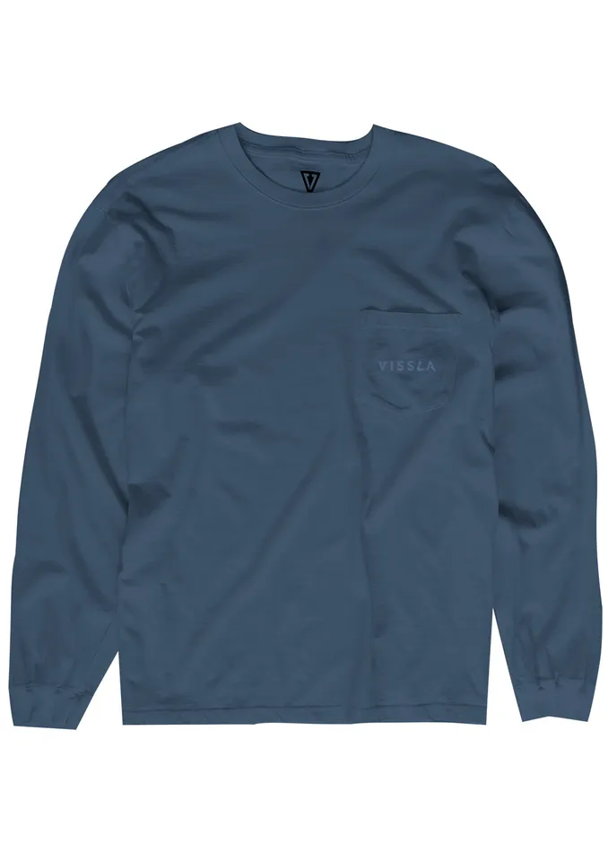 Men Vintage Vissla Premium Ls Pkt Tee Slate Long Sleeve Tees Vissla
