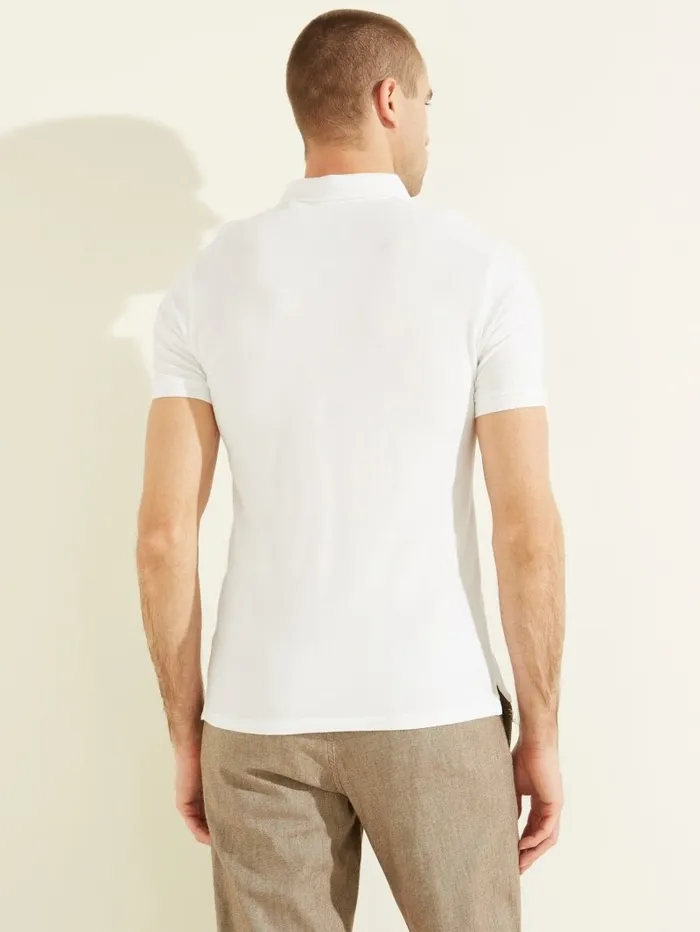 Men Washed Polo Pure White Shirts GUESS
