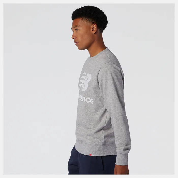 NB Essentials Stacked Logo Crew ATHLETIC GREY Hoodies and Sweatshirts New Balance Men NB Essentials Stacked Logo Crew ATHLETIC GREY Hoodies and Sweatshirts New Balance Men