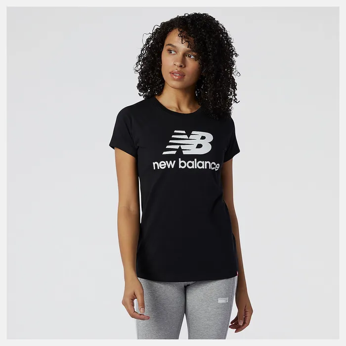 New Balance Shirts Women NB Essentials Stacked Logo Tee BLACK