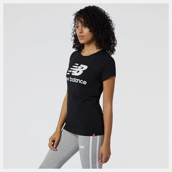 New Balance Shirts Women NB Essentials Stacked Logo Tee BLACK