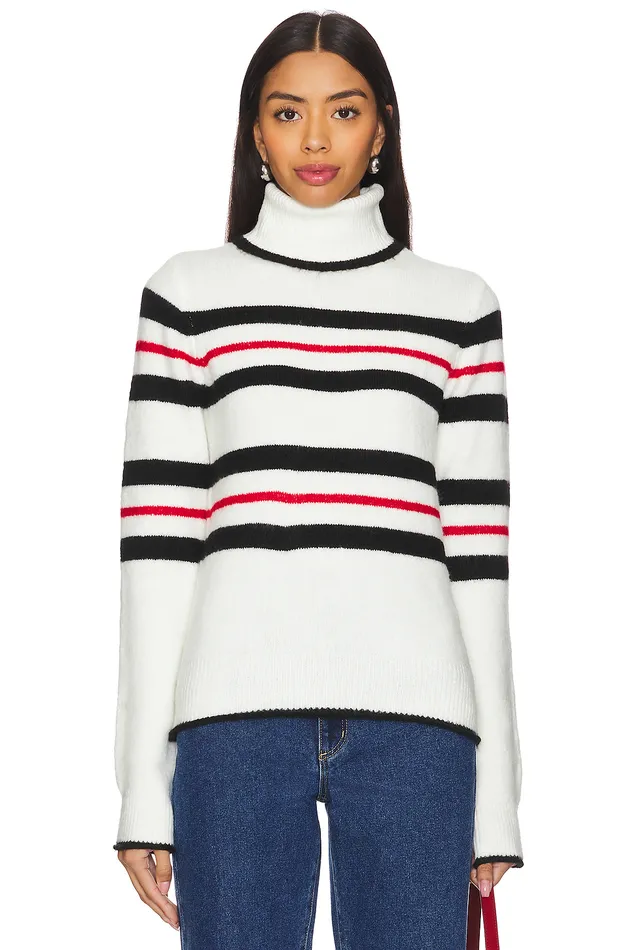 Ocane Turtleneck Pullover Black and Red Stripe Women Lovers and Friends Sweaters and Knits