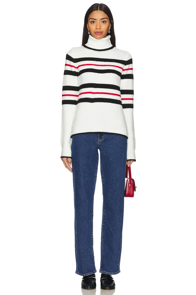 Ocane Turtleneck Pullover Black and Red Stripe Women Lovers and Friends Sweaters and Knits Ocane Turtleneck Pullover Black and Red Stripe Women Lovers and Friends Sweaters and Knits