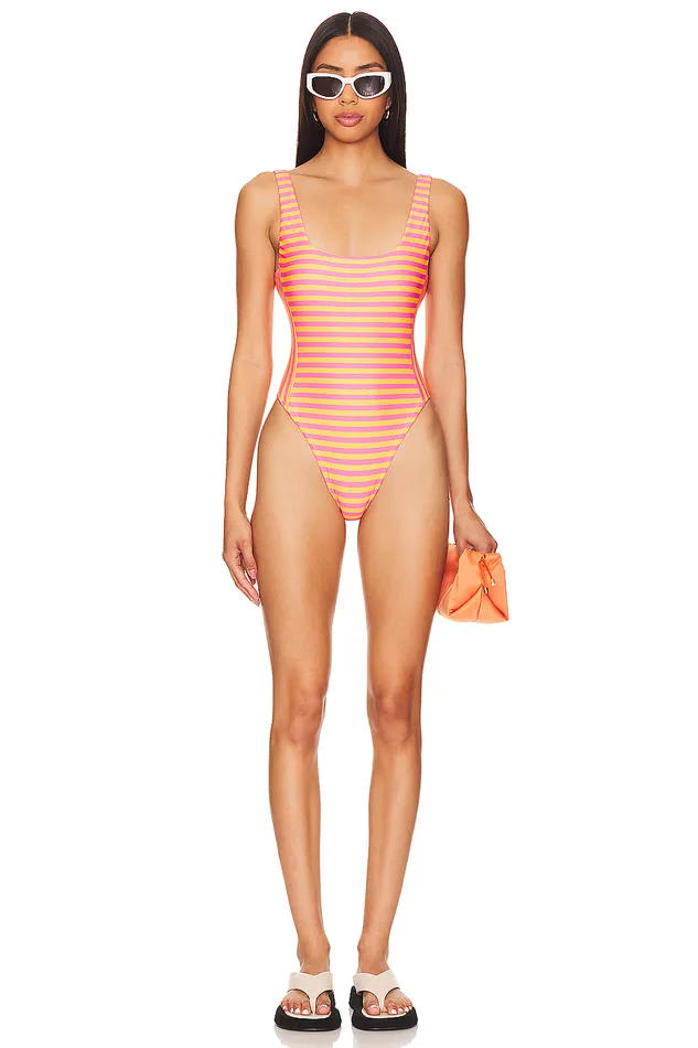 On The Line One Piece Orange and Pink Stripe Women Lovers and Friends Swimsuits and CoverUps On The Line One Piece Orange and Pink Stripe Women Lovers and Friends Swimsuits and CoverUps
