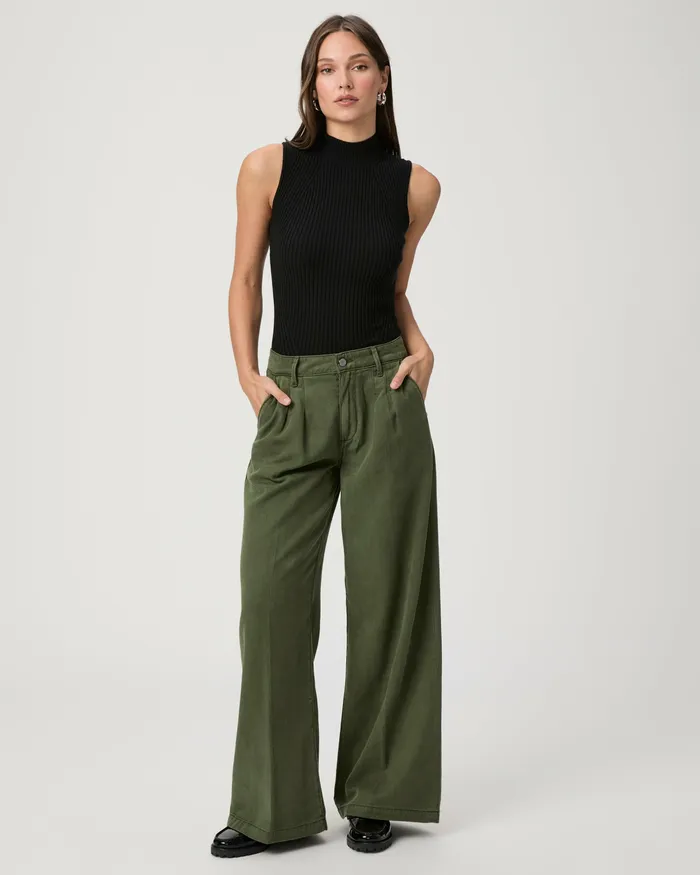 PAIGE Pants Women Aurora 32 Inch Wide Leg Pant 8211 Vintage Forester Green