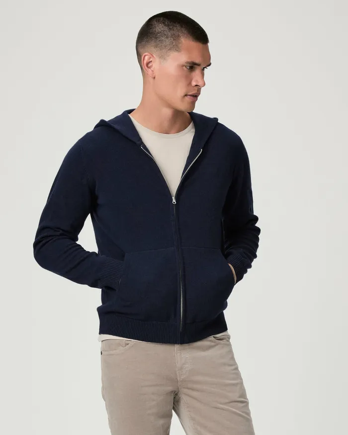 PAIGE Sweaters and Sweatshirts Men Swanson Full Zip Sweater 8211 Deep Anchor Cashmere